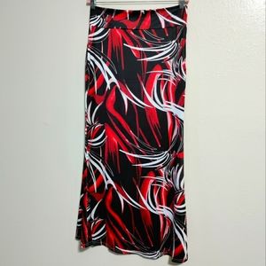 Red, White and Black Maxi Skirt Size Large. No slits.